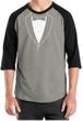 Mens Shirt Basic White Tuxedo Raglan Tee T-Shirt