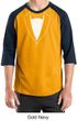 Mens Shirt Basic White Tuxedo Raglan Tee T-Shirt