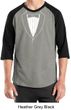 Mens Shirt Basic White Tuxedo Raglan Tee T-Shirt