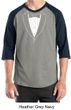 Mens Shirt Basic White Tuxedo Raglan Tee T-Shirt