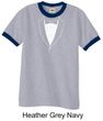 Mens Shirt Basic White Tuxedo Ringer Tee T-Shirt