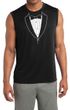 Mens Shirt Basic White Tuxedo Sleeveless Moisture Wicking Tee T-Shirt