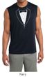 Mens Shirt Basic White Tuxedo Sleeveless Moisture Wicking Tee T-Shirt