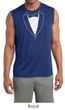 Mens Shirt Basic White Tuxedo Sleeveless Moisture Wicking Tee T-Shirt