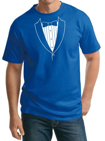 Mens Shirt Basic White Tuxedo Tall Tee T-Shirt
