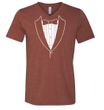 Mens Shirt Basic White Tuxedo Tri Blend V-neck Tee T-Shirt