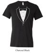 Mens Shirt Basic White Tuxedo Tri Blend V-neck Tee T-Shirt