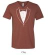 Mens Shirt Basic White Tuxedo Tri Blend V-neck Tee T-Shirt