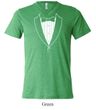Mens Shirt Basic White Tuxedo Tri Blend V-neck Tee T-Shirt