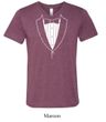 Mens Shirt Basic White Tuxedo Tri Blend V-neck Tee T-Shirt