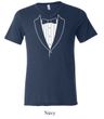 Mens Shirt Basic White Tuxedo Tri Blend V-neck Tee T-Shirt