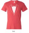 Mens Shirt Basic White Tuxedo Tri Blend V-neck Tee T-Shirt