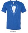 Mens Shirt Basic White Tuxedo Tri Blend V-neck Tee T-Shirt