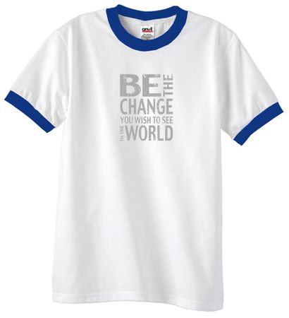 Mens Shirt Be The Change Ringer Tee T-Shirt