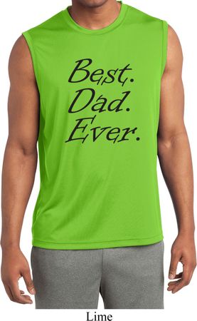 Mens Shirt Best Dad Ever Black Print Sleeveless Moisture Wicking Tee