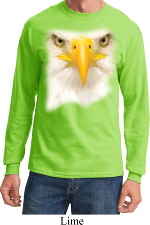Mens Shirt Big Bald Eagle Face Long Sleeve Tee T-Shirt