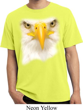 Mens Shirt Big Bald Eagle Face Pigment Dyed Tee T-Shirt