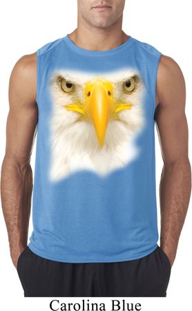 Mens Shirt Big Bald Eagle Face Sleeveless Tee T-Shirt