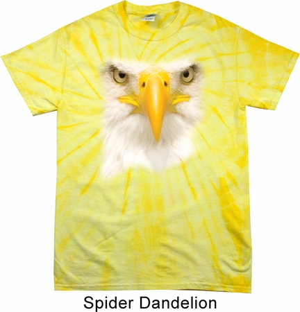 Mens Shirt Big Bald Eagle Face Spider Tie Dye Tee T-shirt