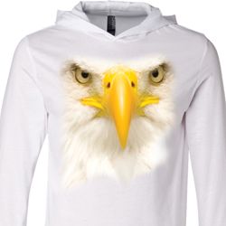 Mens Shirt Big Bald Eagle Face White Lightweight Hoodie Tee Mens Shirt Big Bald Eagle Face White Lightweight Hoodie Tee
