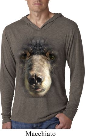 Mens Shirt Big Black Bear Face Lightweight Hoodie Tee T-Shirt