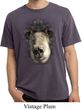 Mens Shirt Big Black Bear Face Pigment Dyed Tee T-Shirt