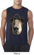 Mens Shirt Big Black Bear Face Sleeveless Tee T-Shirt