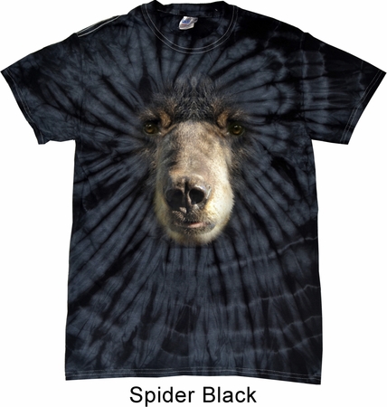 Mens Shirt Big Black Bear Face Spider Tie Dye Tee T-shirt