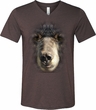 Mens Shirt Big Black Bear Face Tri Blend V-neck Tee T-Shirt