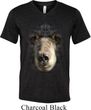 Mens Shirt Big Black Bear Face Tri Blend V-neck Tee T-Shirt