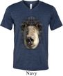 Mens Shirt Big Black Bear Face Tri Blend V-neck Tee T-Shirt