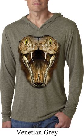 Mens Shirt Big Cobra Snake Face Lightweight Hoodie Tee T-Shirt