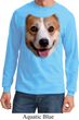 Mens Shirt Big Corgi Face Long Sleeve Tee T-Shirt