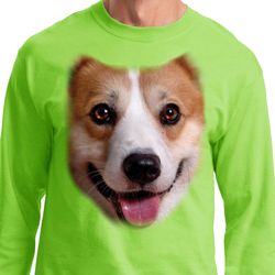 Mens Shirt Big Corgi Face Long Sleeve Tee T-Shirt Mens Shirt Big Corgi Face Long Sleeve Tee T-Shirt
