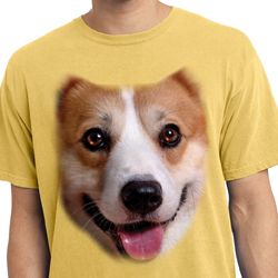 Mens Shirt Big Corgi Face Pigment Dyed Tee T-Shirt Mens Shirt Big Corgi Face Pigment Dyed Tee T-Shirt