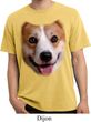 Mens Shirt Big Corgi Face Pigment Dyed Tee T-Shirt