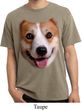 Mens Shirt Big Corgi Face Pigment Dyed Tee T-Shirt