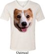Mens Shirt Big Corgi Face Tri Blend V-neck Tee T-Shirt