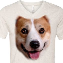 Mens Shirt Big Corgi Face Tri Blend V-neck Tee T-Shirt Mens Shirt Big Corgi Face Tri Blend V-neck Tee T-Shirt