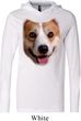 Mens Shirt Big Corgi Face White Lightweight Hoodie Tee