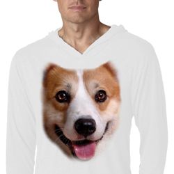 Mens Shirt Big Corgi Face White Lightweight Hoodie Tee T-Shirt Mens Shirt Big Corgi Face White Lightweight Hoodie Tee T-Shirt