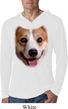 Mens Shirt Big Corgi Face White Lightweight Hoodie Tee T-Shirt