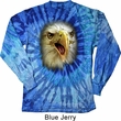 Mens Shirt Big Eagle Face Long Sleeve Tie Dye Tee T-shirt