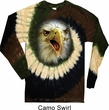 Mens Shirt Big Eagle Face Long Sleeve Tie Dye Tee T-shirt