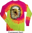 Mens Shirt Big Eagle Face Long Sleeve Tie Dye Tee T-shirt