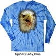 Mens Shirt Big Eagle Face Long Sleeve Tie Dye Tee T-shirt