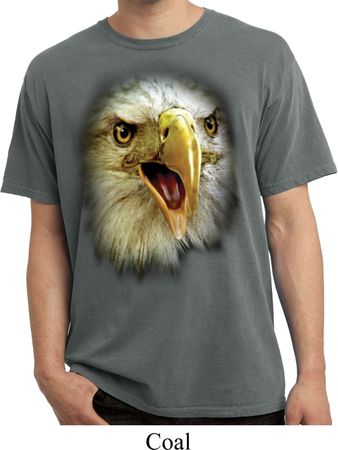 Mens Shirt Big Eagle Face Pigment Dyed Tee T-Shirt