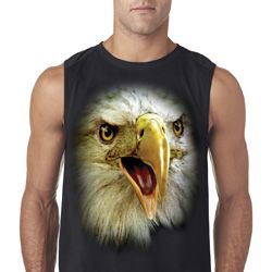 Mens Shirt Big Eagle Face Sleeveless Tee T-Shirt Mens Shirt Big Eagle Face Sleeveless Tee T-Shirt