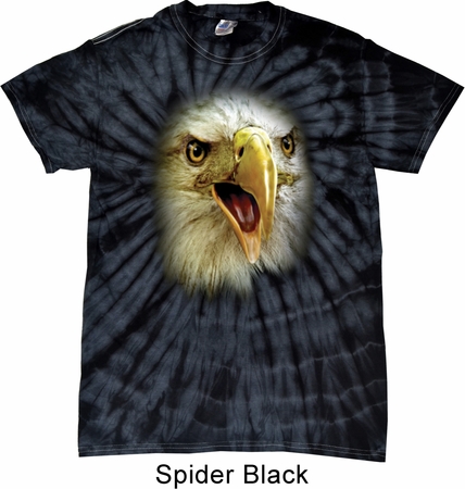 Mens Shirt Big Eagle Face Spider Tie Dye Tee T-shirt