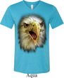 Mens Shirt Big Eagle Face Tri Blend V-neck Tee T-Shirt